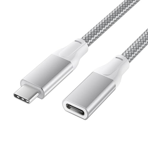 Cable alargador USB-C plateado, macho a hembra